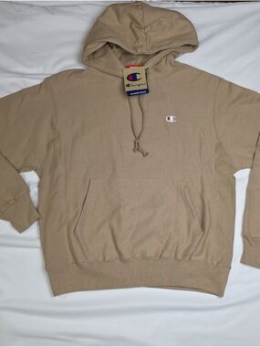 Champion Tan Pullover Hoodie with Small Logo Size Medium